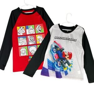 Super Mario & Mario Kart Nintendo Long Sleeve Boys Graphic Shirt Bundle M 8 / 10